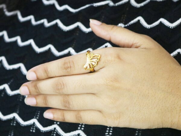 14k Yellow Gold Real Diamond Butterfly Ring - Engagement Wedding Promise Ring For Her - Image 8