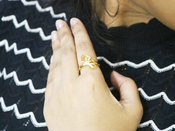 14k Yellow Gold Real Diamond Butterfly Ring - Engagement Wedding Promise Ring For Her - Image 6