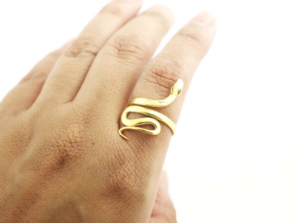 14k Yellow Solid Gold Snake Ring - Animal Lover Jewelry - Ring For Her - Image 5
