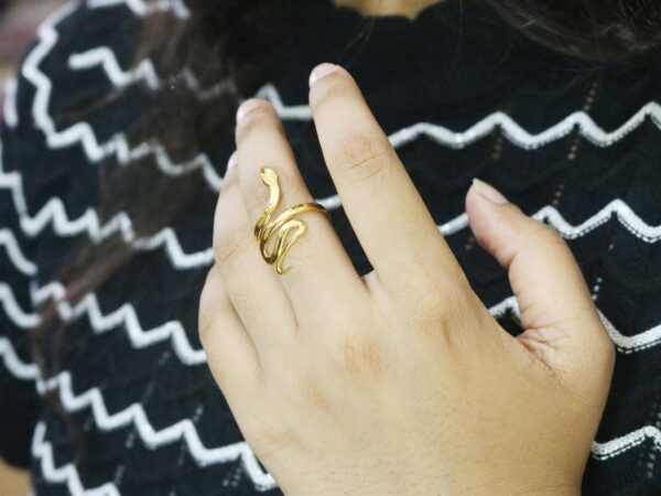 14k Yellow Solid Gold Snake Ring - Animal Lover Jewelry - Ring For Her - Image 3