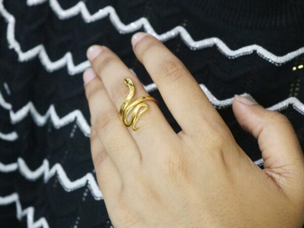 14k Yellow Solid Gold Snake Ring - Animal Lover Jewelry - Ring For Her - Image 2