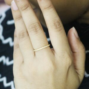 Diamond Stacking 14k Yellow Gold Minimalist Engagement Ring For Her