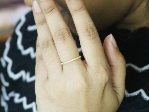 Diamond Stacking 14k Yellow Gold Minimalist Engagement Ring For Her