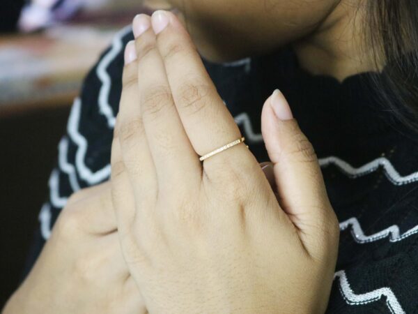 Diamond Stacking 14k Yellow Gold Minimalist Engagement Ring For Her - Image 5