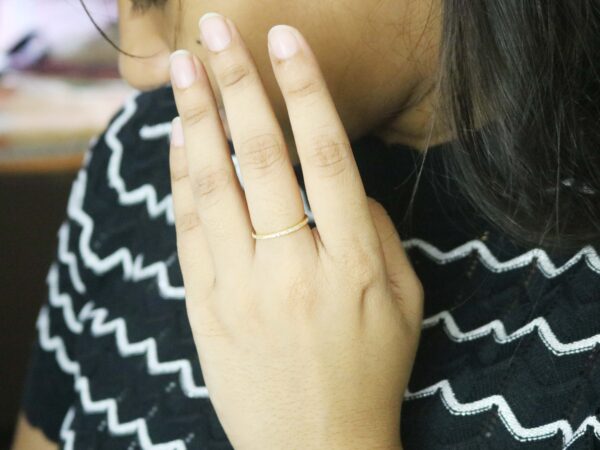 Diamond Stacking 14k Yellow Gold Minimalist Engagement Ring For Her - Image 2