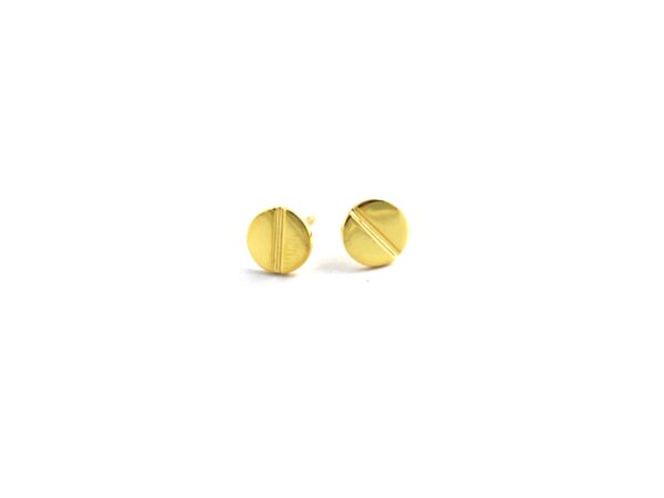 14k Yellow Gold Screw Love Minimalist Stud Earrings For Women - Image 8