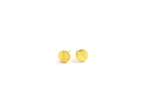 14k Yellow Gold Screw Love Minimalist Stud Earrings For Women - Image 9
