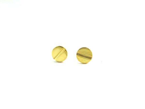 14k Yellow Gold Screw Love Minimalist Stud Earrings For Women - Image 7