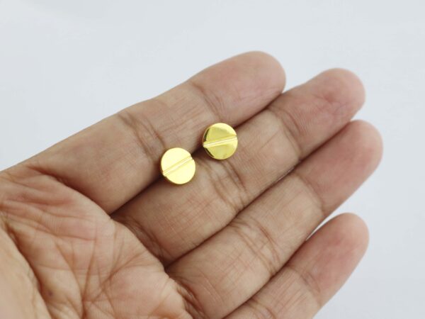 14k Yellow Gold Screw Love Minimalist Stud Earrings For Women - Image 6