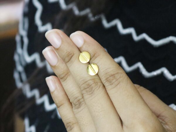 14k Yellow Gold Screw Love Minimalist Stud Earrings For Women - Image 5