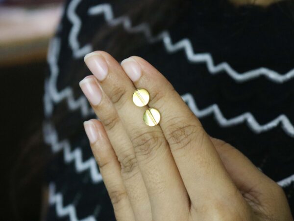 14k Yellow Gold Screw Love Minimalist Stud Earrings For Women - Image 4