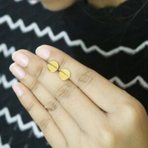 14k Yellow Gold Screw Love Minimalist Stud Earrings For Women