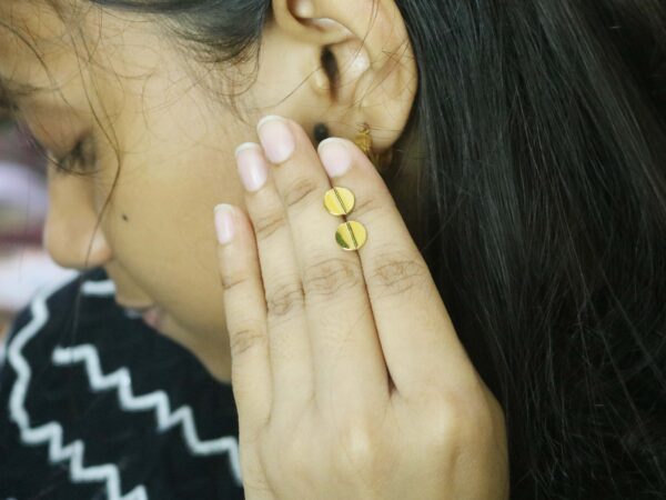 14k Yellow Gold Screw Love Minimalist Stud Earrings For Women - Image 3