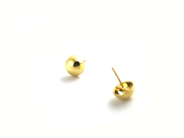 14k Solid Yellow Gold Half Circle Post Stud Earrings For Women - Image 7