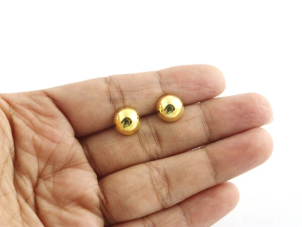 14k Solid Yellow Gold Half Circle Post Stud Earrings For Women - Image 6