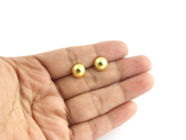 14k Solid Yellow Gold Half Circle Post Stud Earrings For Women - Image 5