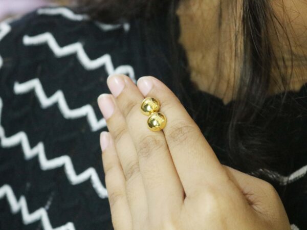 14k Solid Yellow Gold Half Circle Post Stud Earrings For Women - Image 3