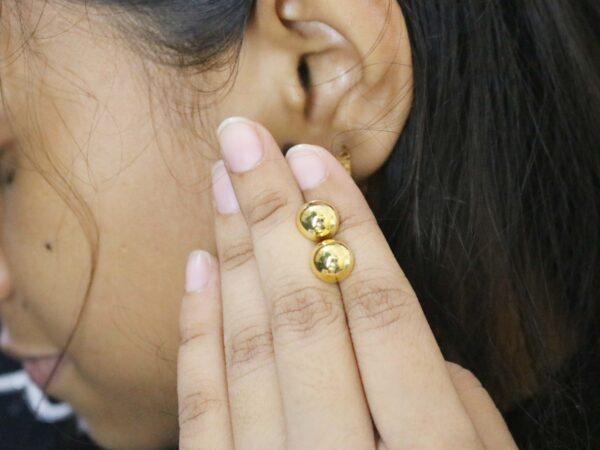 14k Solid Yellow Gold Half Circle Post Stud Earrings For Women