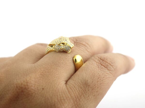 14k Diamond Lion Ring - Handmade Animal Ring - Real Diamond Ring For Her - Image 5