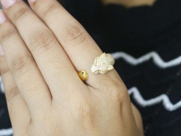 14k Diamond Lion Ring - Handmade Animal Ring - Real Diamond Ring For Her - Image 2