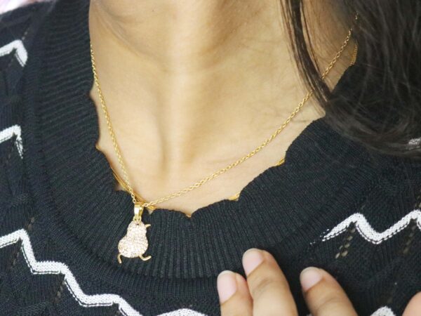 Real Diamond 14k Yellow Gold Bird Charm Pendant Chain Necklace Wedding Gift - Image 3