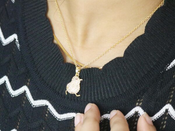 Real Diamond 14k Yellow Gold Bird Charm Pendant Chain Necklace Wedding Gift