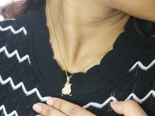 Real Diamond 14k Yellow Gold Bird Charm Pendant Chain Necklace Wedding Gift - Image 2