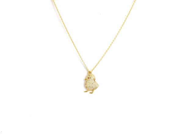 Real Diamond 14k Yellow Gold Bird Charm Pendant Chain Necklace Anniversary Gift - Image 4