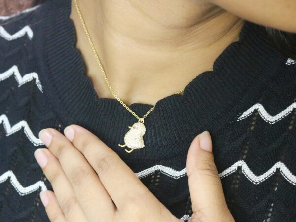 Real Diamond 14k Yellow Gold Bird Charm Pendant Chain Necklace Anniversary Gift - Image 3