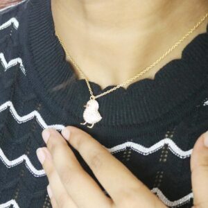 Real Diamond 14k Yellow Gold Bird Charm Pendant Chain Necklace Anniversary Gift