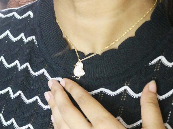 Real Diamond 14k Yellow Gold Bird Charm Pendant Chain Necklace Anniversary Gift