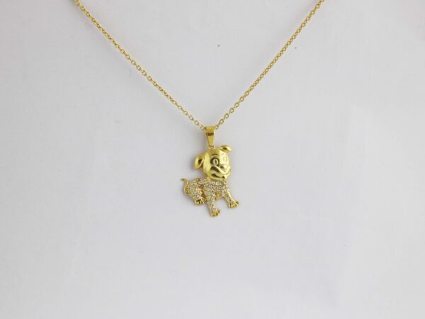 Natural Diamond 14k Yellow Solid Gold Dog Charm Pendant Chain Necklace Anniversary Gift - Image 2