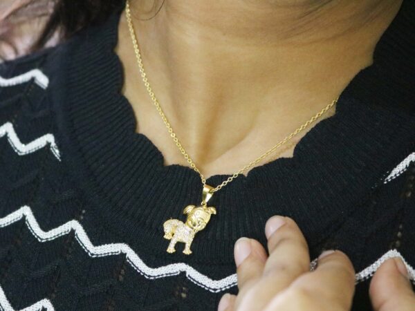 Natural Diamond 14k Yellow Solid Gold Dog Charm Pendant Chain Necklace Anniversary Gift - Image 5