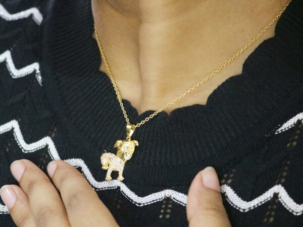Natural Diamond 14k Yellow Solid Gold Dog Charm Pendant Chain Necklace Anniversary Gift - Image 3