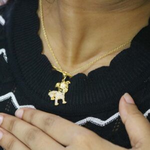 Natural Diamond 14k Yellow Solid Gold Dog Charm Pendant Chain Necklace Anniversary Gift