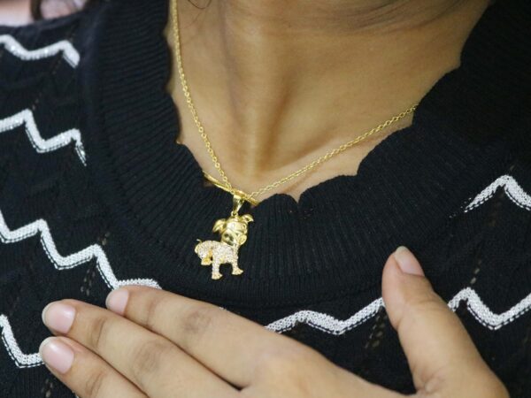 Natural Diamond 14k Yellow Solid Gold Dog Charm Pendant Chain Necklace Anniversary Gift