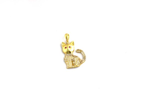 Natural Diamond 14k Yellow Solid Gold Cat Charm Pendant Chain Necklace Wedding Gift - Image 8