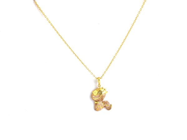 14k Yellow Gold Natural Pink Sapphire Snake Animal Pendant Necklace Gift - Image 8