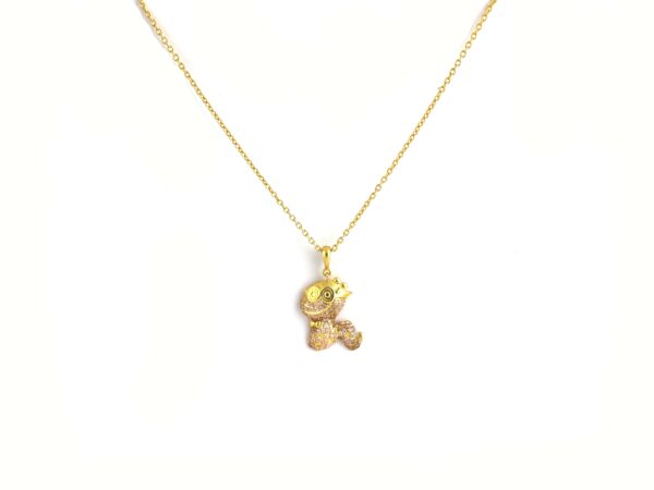 14k Yellow Gold Natural Pink Sapphire Snake Animal Pendant Necklace Gift - Image 7