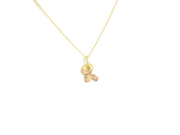 14k Yellow Gold Natural Pink Sapphire Snake Animal Pendant Necklace Gift - Image 6