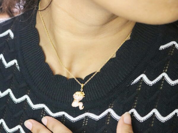 14k Yellow Gold Natural Pink Sapphire Snake Animal Pendant Necklace Gift - Image 5