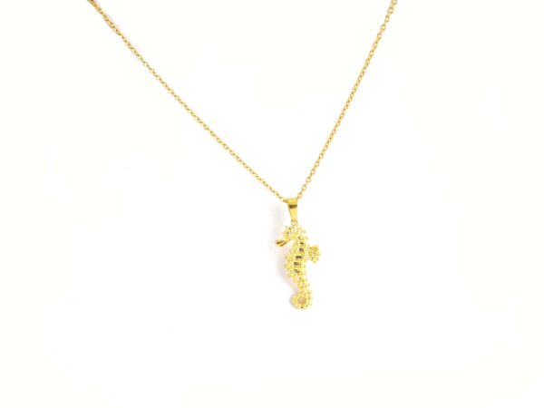 14k Yellow Gold Seahorse Shape Pendant Necklace For Girlfriend - Image 8