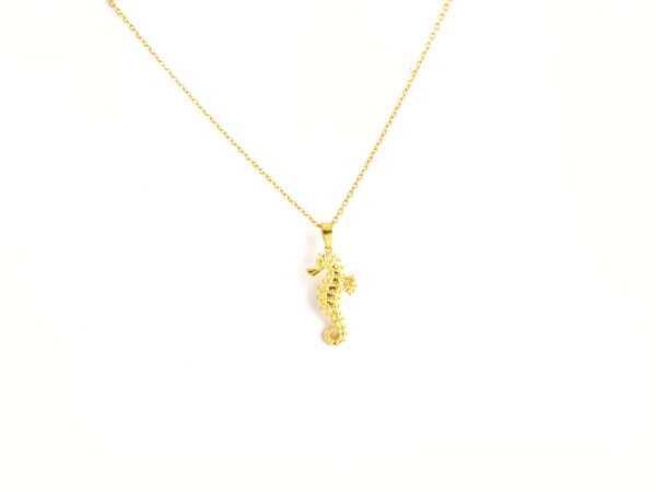 14k Yellow Gold Seahorse Shape Pendant Necklace For Girlfriend - Image 7