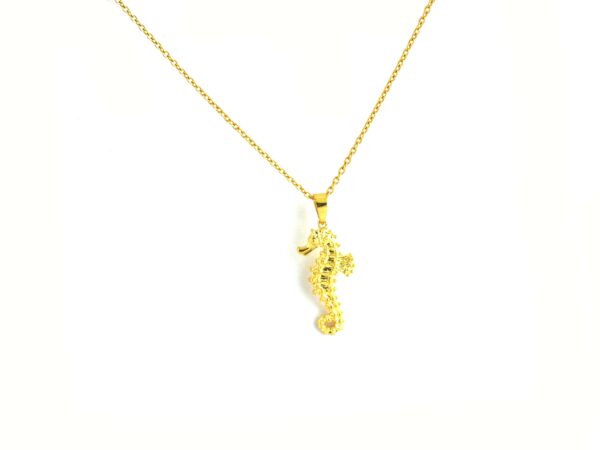 14k Yellow Gold Seahorse Shape Pendant Necklace For Girlfriend - Image 6