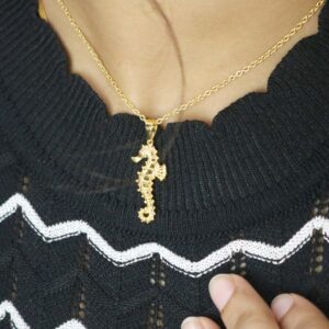 14k Yellow Gold Seahorse Shape Pendant Necklace For Girlfriend