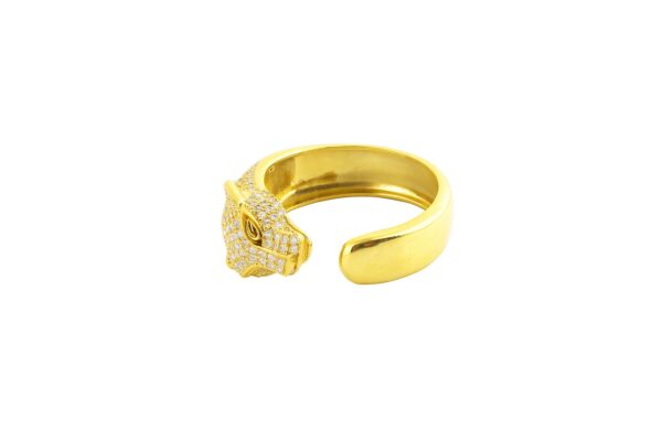 14k Diamond Lion Ring - Handmade Animal Ring - Real Diamond Ring For Her