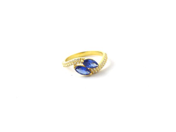 Natural Sapphire with Real Diamond Engagement Wedding Ring For Women in 14k Yellow Gold - Image 3
