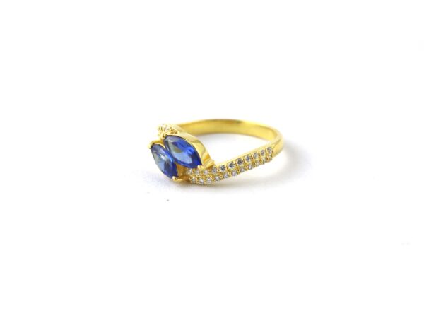 Natural Sapphire with Real Diamond Engagement Wedding Ring For Women in 14k Yellow Gold - Image 5