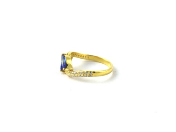 Natural Sapphire with Real Diamond Engagement Wedding Ring For Women in 14k Yellow Gold - Image 8