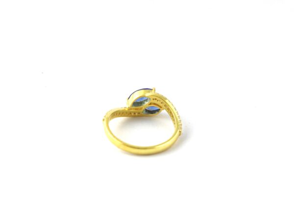 Natural Sapphire with Real Diamond Engagement Wedding Ring For Women in 14k Yellow Gold - Image 9